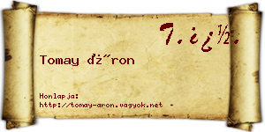 Tomay Áron névjegykártya